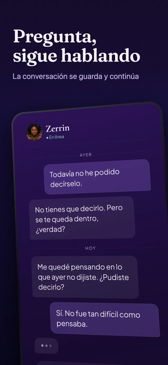 Pantalla de chat: una pregunta a la guía después de la lectura.