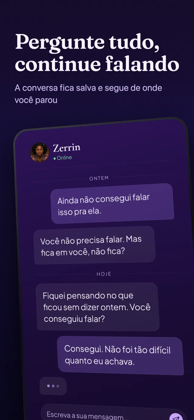 Tela de conversa: uma pergunta à guia depois da leitura.