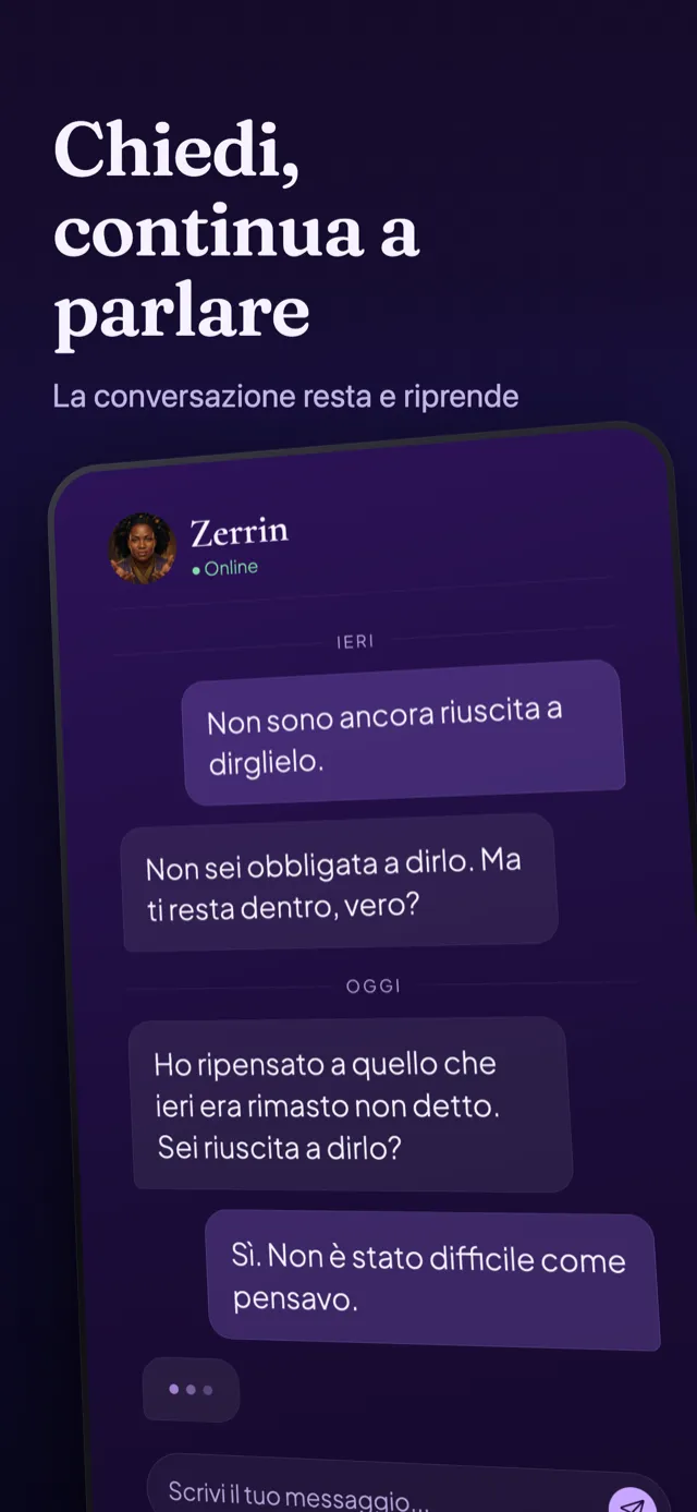 Schermata di chat: una domanda alla guida dopo la lettura.