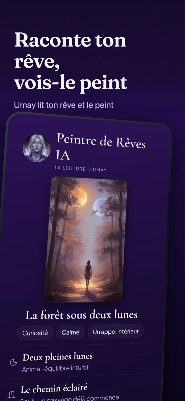 Écran Peintre de Rêves : le tableau né d'un rêve raconté.