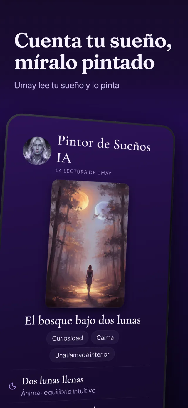 Pantalla de Pintor de Sueños: el cuadro creado a partir de un sueño contado.